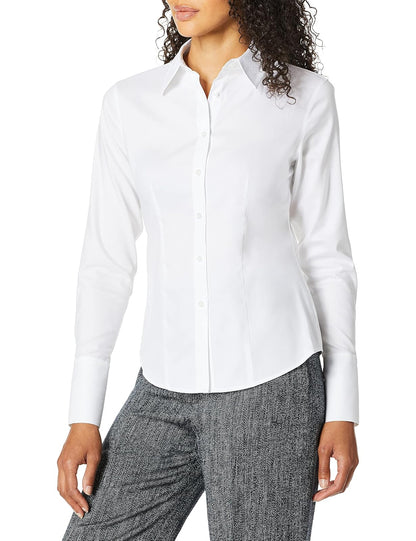 Calvin Klein Blusa de Manga Larga sin Arrugas con Botones Camisa Abotonada para Mujer