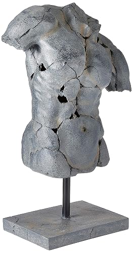 Sagebrook Home Escultura Moderna de Torso Masculino Agrietado de Estatua de Resina con Acabado Negro Texturizado decoración artística del hogar 15 x 9 x 25 Pulgadas