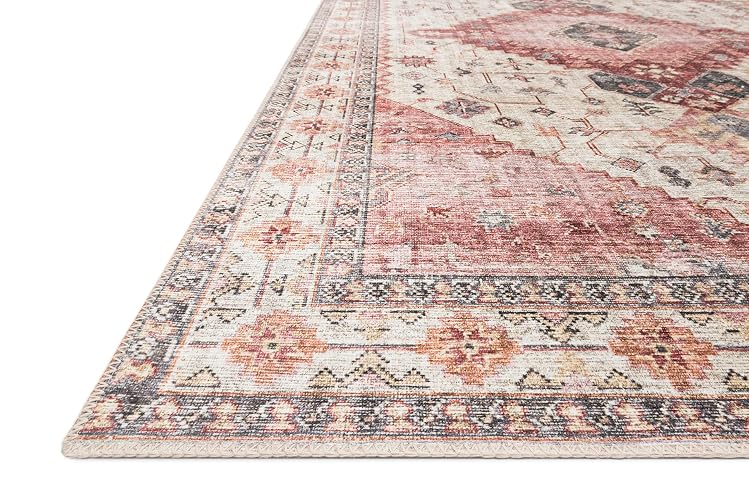 Loloi II Skye Collection SKY-02 Ivory/Berry 5'-0" x 7'-6" Area Rug