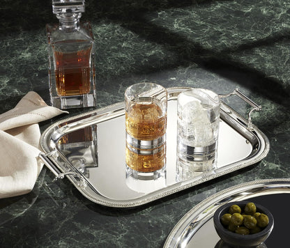 Reed & Barton Bandeja Rectangular Bañada en Plata con Asas Borde Trenzado Decorativa