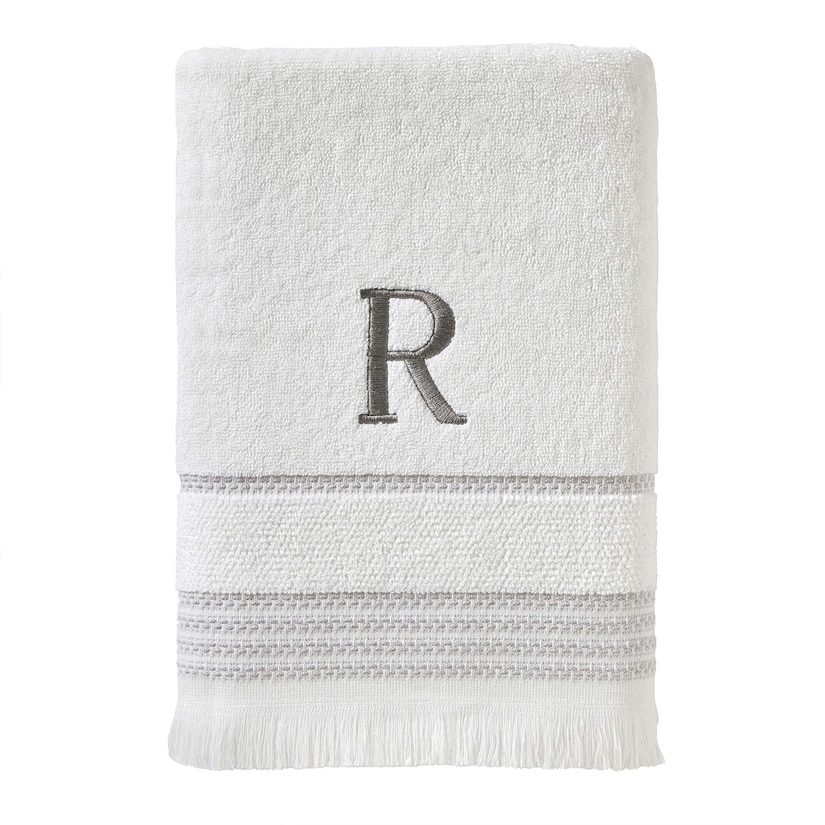 SKL Home - Toalla de baño Casual Monograma, R, 28 x 54 Pulgadas - Toalla de baño, R