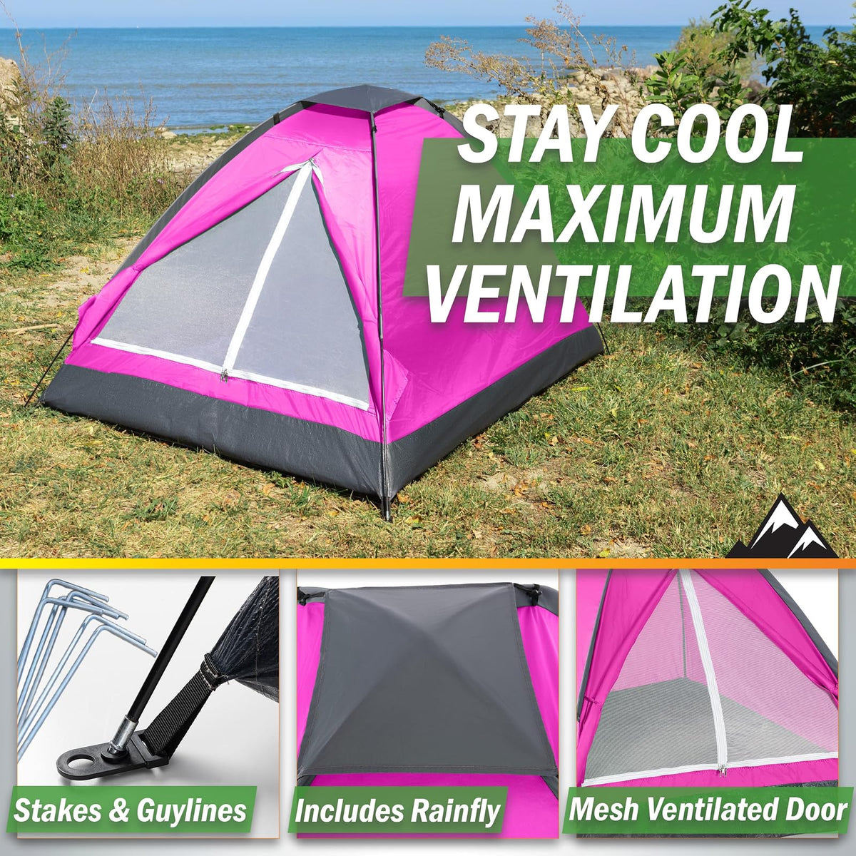 Wakeman Tents Tienda de campaña para Exteriores con Mosca de Lluvia y Bolsa de Transporte