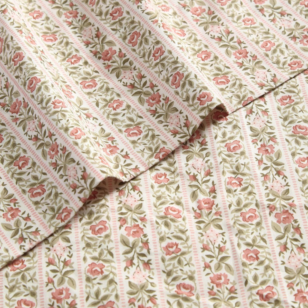Laura Ashley Juego De Sabanas De Percal 200 Hilos | Tamaño Queen, Rosa A Rayas Marta, Certificado Oeko-Tex, Incluye Sabana Encimera Y Bajera, Con Fundas De Almohada