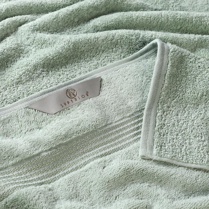 Superior Conjunto de 6 Piezas Toallas (2 toallas baño, 2 mano, para la cara) 100% Algodón Premium Largo Estambre Peinado, Absorbente y Rápido Secado, Sage