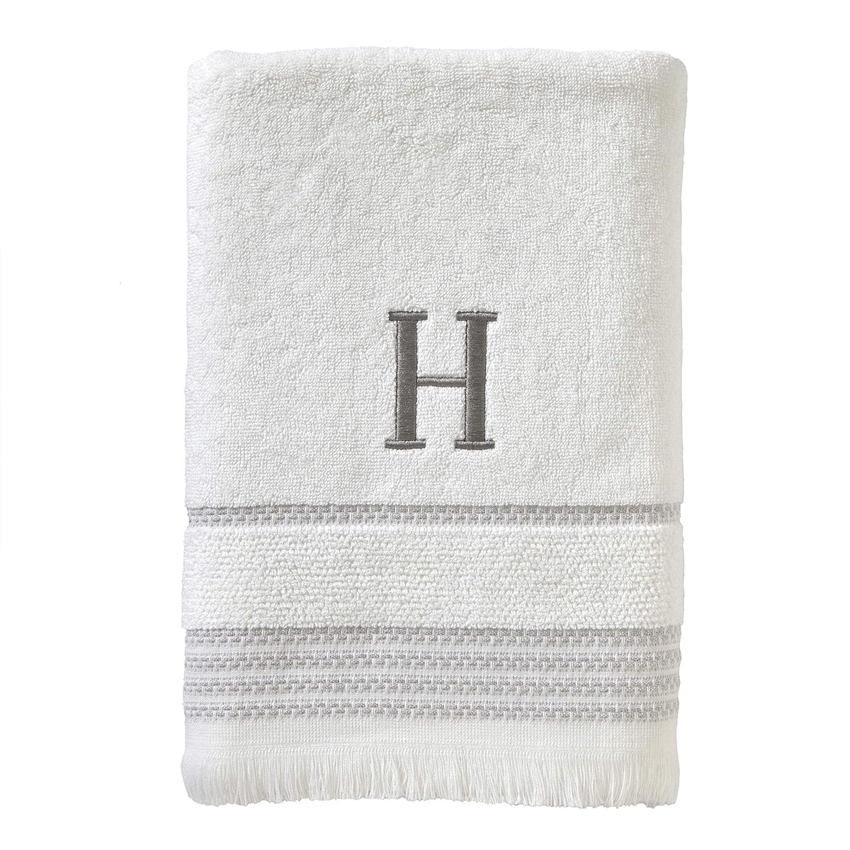 SKL Home - Toalla de baño Casual Monograma, H, 28 x 54 Pulgadas - Toalla de baño, H
