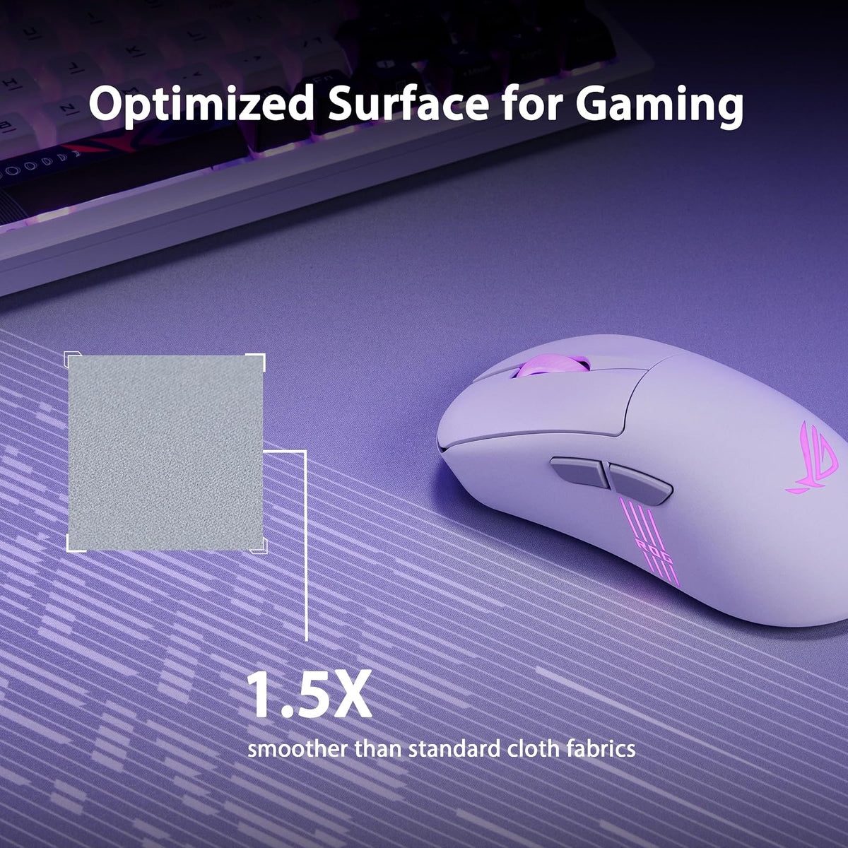 ASUS ROG Scabbard II Arctic Gray XXL - Alfombrilla de Mouse para Juegos - 35.4 x 15.7 Pulgadas (tamaño extendido/XXL), Superficie de Tela Suave, Resistente al Agua, al Aceite/al Polvo, Bordes