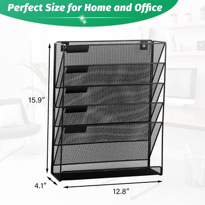 EASEPRES Organizador de archivos de malla de 5 niveles negro organizador de archivos colgante vertical para oficina y hogar
