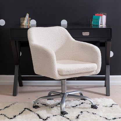 Linon Home Decor Products Linon Brooklyn - Silla de Oficina Sherpa, Color Marfil