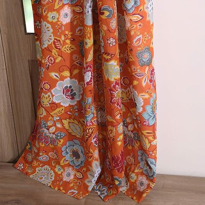 Greenland Home Astoria Paneles de Cortina, Conjunto de 4 Piezas, Forradas con ataduras, 160 cm de Largo, Naranja
