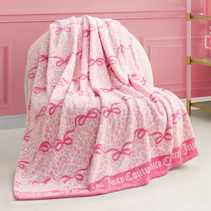 Juicy Couture - Manta de Felpa icónica de 50 x 70 Pulgadas, Color Rosa, Mantas Decorativas para sofás, Mantas para sillas y Camas