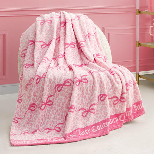 Juicy Couture - Manta de Felpa icónica de 50 x 70 Pulgadas, Color Rosa, Mantas Decorativas para sofás, Mantas para sillas y Camas
