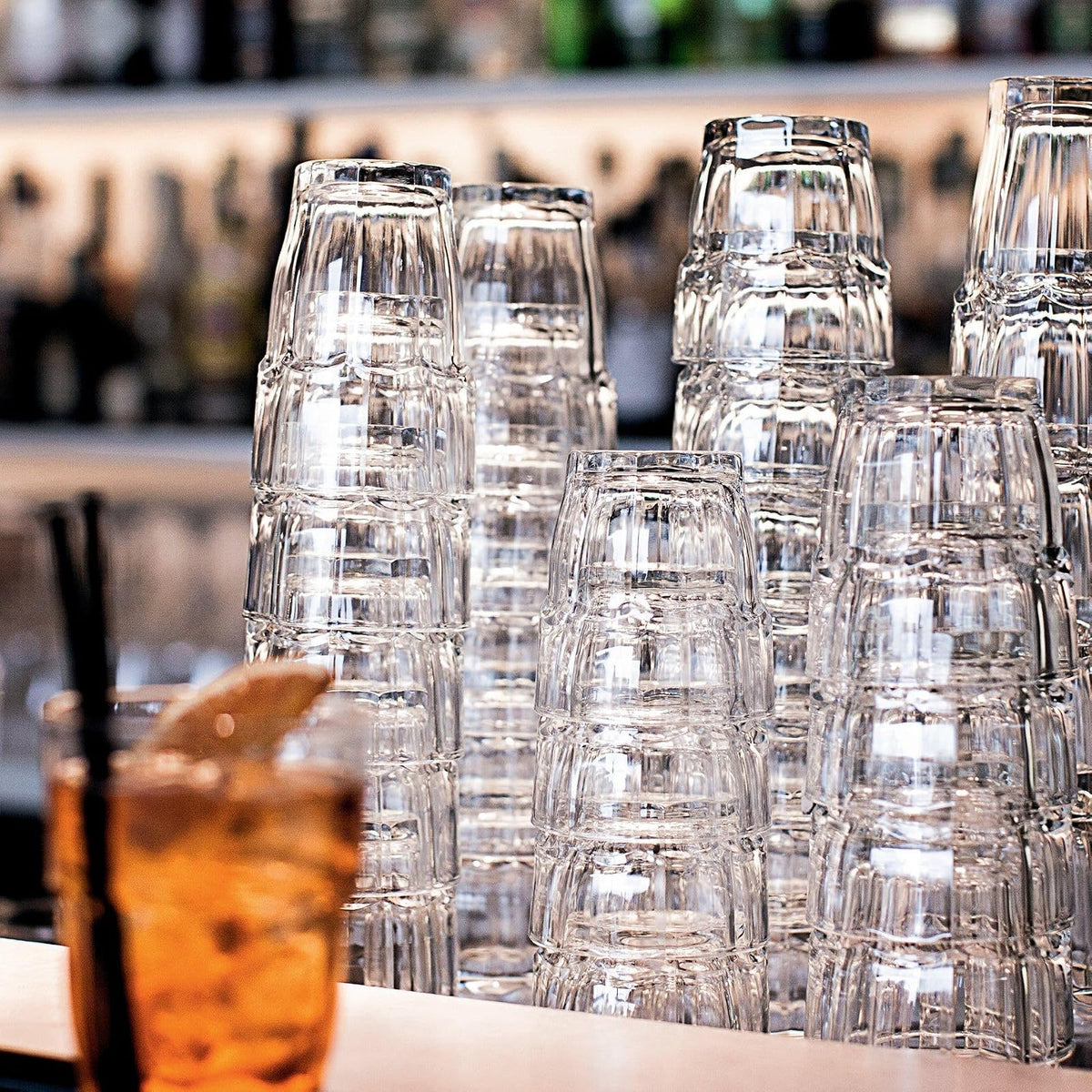 Bormioli Rocco Rock Bar 16-1/4-Ounce Stackable Beverage Glasses, Set of 6