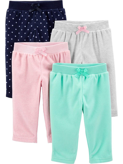 Simple Joys by Carter's Paquete de 4 Pantalones de Forro Polar Pantalones Casuales para Bebé-Niñas