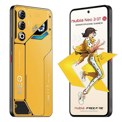 nubia Smartphone Neo 3 GT 5G Amarillo 6.7” 120Hz, 50MP+2MP, 256GB+20 GB RAM(8GB + 12GB Dinámica), Batería 6000mAh, Android 15