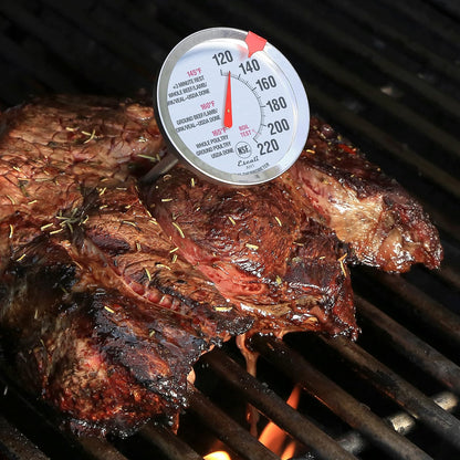 Escali AH1 Termómetro de Carne de Acero Inoxidable | Apto para horno, esfera extragrande 2.5 pulgadas, etiqueta de temperatura para carne, plata certificada NSF