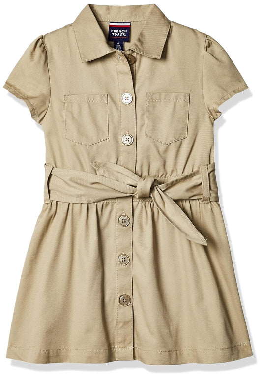 French Toast Girls' Twill Safari Shirtdress