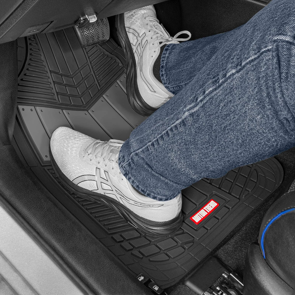 Motor Trend DualFlex™ - Alfombrillas de Goma Impermeables para Todo Tipo de Clima, 4 Piezas Deportivas con diseño de Dos Tonos para Automóvil, Todoterreno y Camiones, Protector de Alfombra de Automóvil