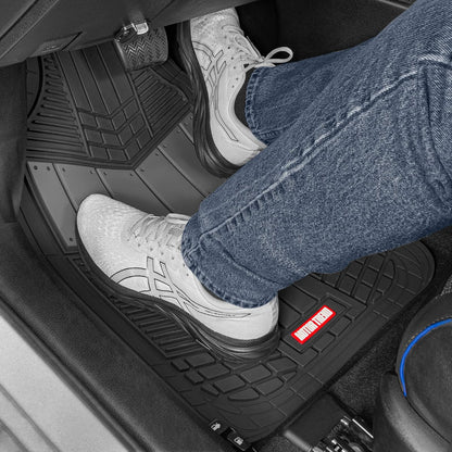 Motor Trend DualFlex™ - Alfombrillas de Goma Impermeables para Todo Tipo de Clima, 4 Piezas Deportivas con diseño de Dos Tonos para Automóvil, Todoterreno y Camiones, Protector de Alfombra de Automóvil
