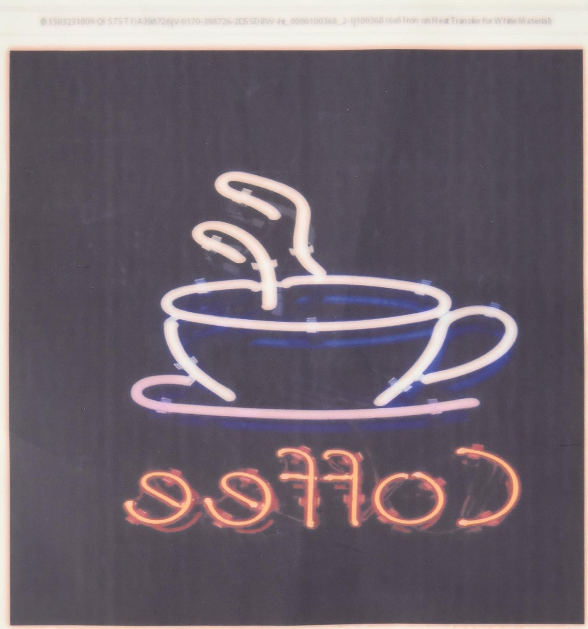 3dRose ht_100368_2 Neon Coffee Sign-Iron on Heat Transfer for Material, 6 by 6-Inch, White