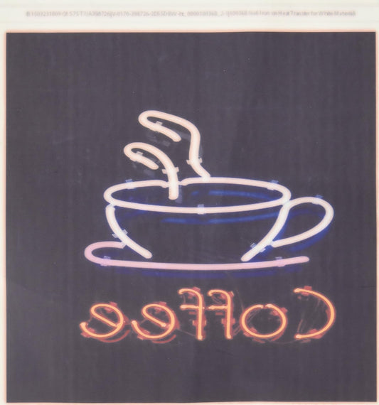 3dRose ht_100368_2 Neon Coffee Sign-Iron on Heat Transfer for Material, 6 by 6-Inch, White