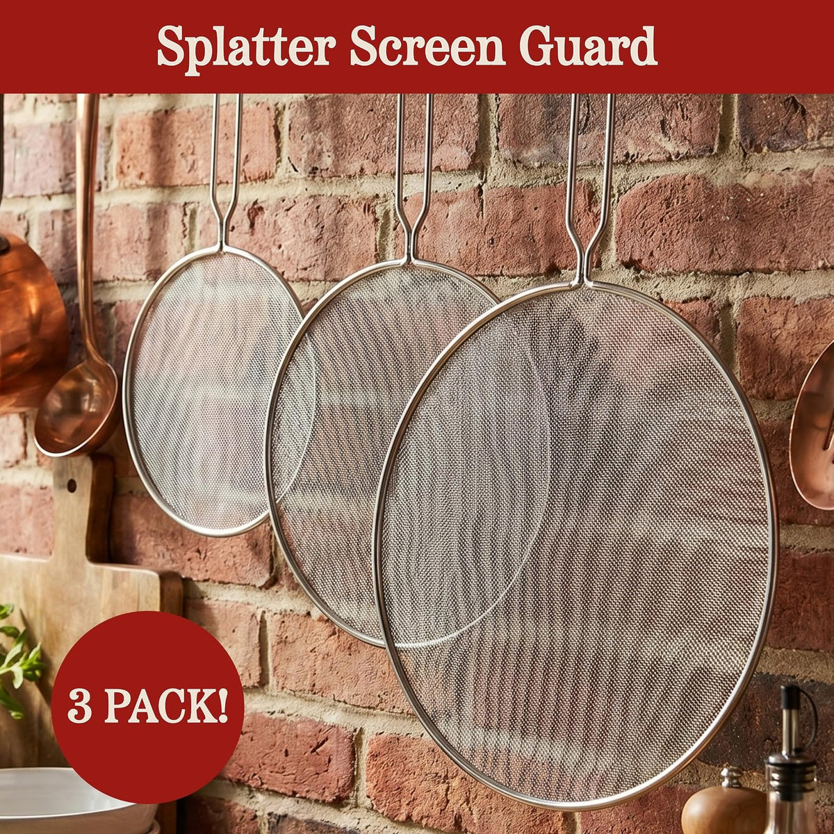 Classic Cuisine 82-KIT1046 Splatter Screen Guards, small, medium and large, Stainless Steel