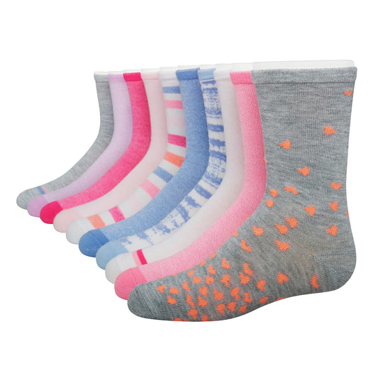 Hanes Ultimate Fashion Crew Socks Pack, Lightweight Stretch Crew Socks, Assorted 10-pair Pack, Small Calcetines Niñas