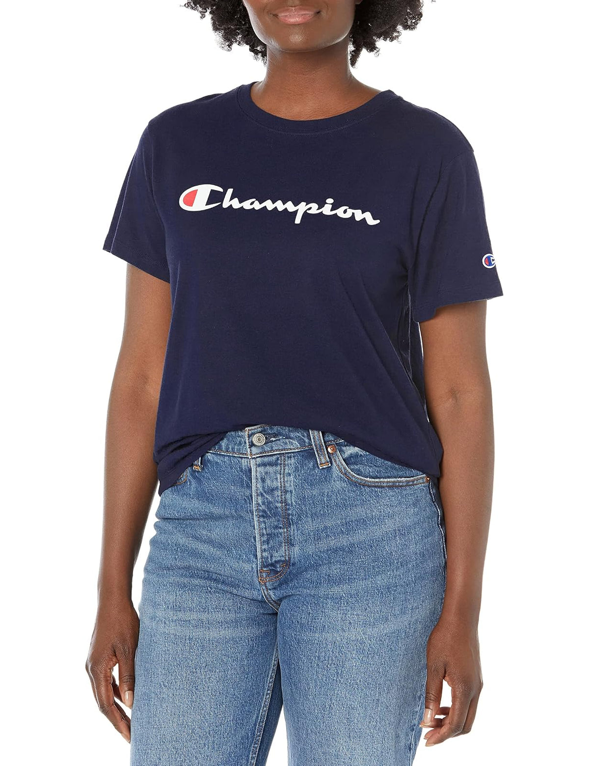 Champion Playera Clásica Corte Estándar Mujer - Azul (Athletic Navy-Y08113) - CH