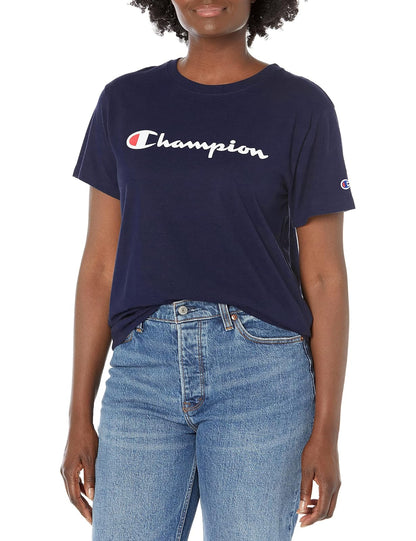 Champion Playera Clásica Corte Estándar Mujer - Azul (Athletic Navy-Y08113) - CH