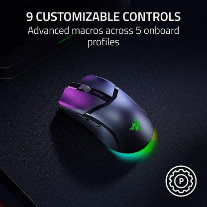 Razer Cobra HyperSpeed Wireless Gaming Mouse: 9 Customizable Controls - RGB Lighting - Optical Scroll Wheel - Optical Switches Gen-4-26K Sensor - 2.4GHz, Bluetooth & USB C - Up to 170 HR Battery