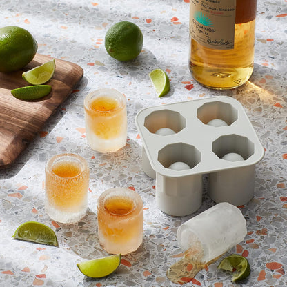 Houdini Shot Glass Ice Mold, Makes 4 Frozen Shot Glasses, Gray
