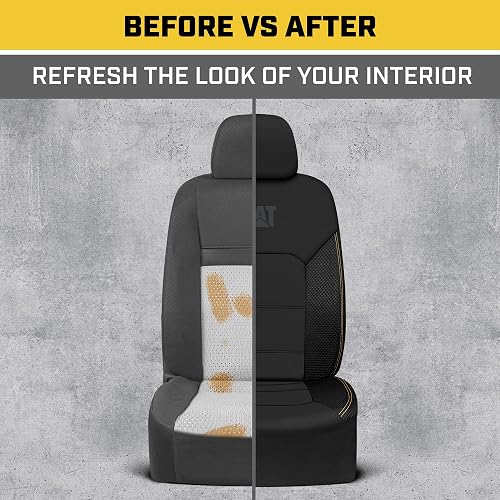 Cat FlexHybrid CASC-2434-BK Fundas de Asiento de Automóvil Negro PU + Malla Transpirable, 2 Piezas