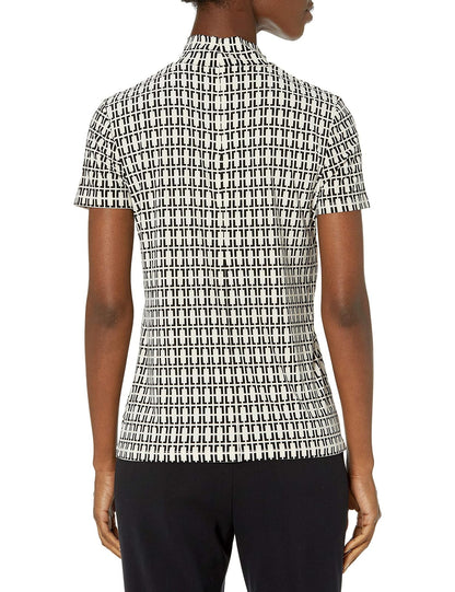 Anne Klein Top de Manga Corta para Mujer con Cuello Alto
