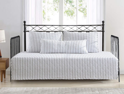 Stone Cottage - Juego de Cama de algodón Reversible con Fundas a Juego y Almohada Decorativa, prelavada para Mayor suavidad (Gris Willow Way, Daybed)