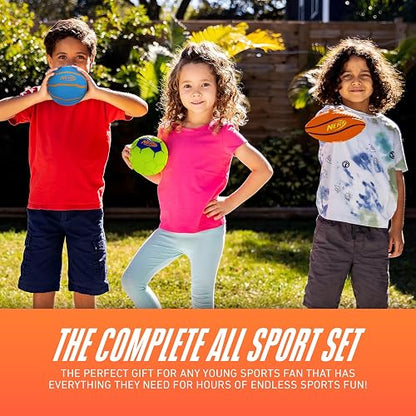 Nerf - Juego de Mini Pelota Deportiva de Espuma, fútbol de Espuma, balón de fútbol + Juego Deportivo de Espuma Suave para niños