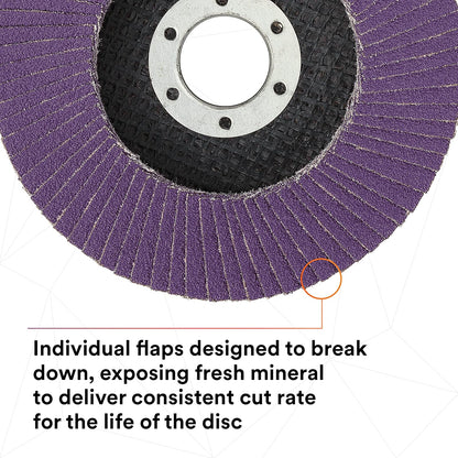 Disco de solapa 3M 769F, tipo 27, 80+, 4-1/2 x 7/8 pulgadas, abrasivo de alto rendimiento, disco de pulido y acabado de grano en forma de precisión de cerámica, acero al carbono, acero inoxidable