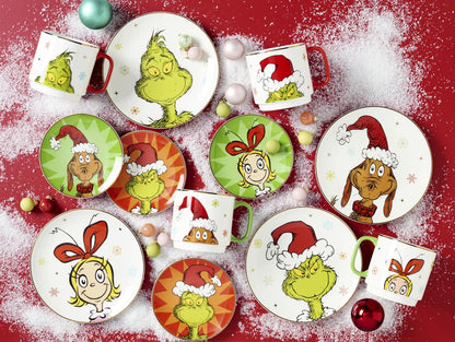 Lenox 898094 Merry Grinchmas Platos decorativos, juego de 4 | porcelana, apto para lavaplatos, microondas | también ideal como plato de postre de Navidad para ensalada o pan