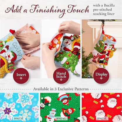 Bucilla - Apliques de fieltro para hacer medias de 18 pulgadas, belén de Navidad, perfecto para manualidades y manualidades, 89531E, blanco
