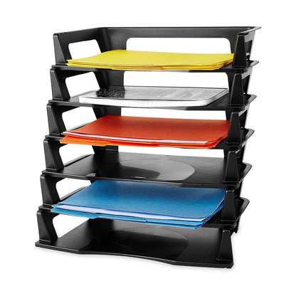Rubbermaid Regeneration 86028 - Organizador de documentos (6 niveles, plástico), color negro, Seis niveles, Negro, Letter/A4