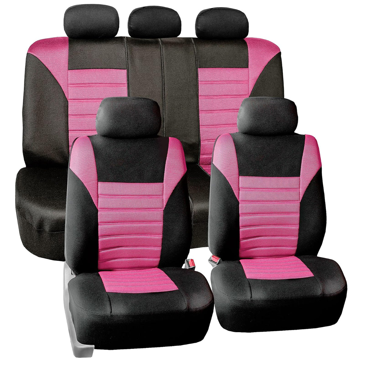 FH Group FB068PURPLE115 - Funda de Asiento de Automóvil Universal púrpura (Compatible con Malla de Aire de diseño en 3D Premium y Banco Trasero Dividido), Rosado - Rosado Full set