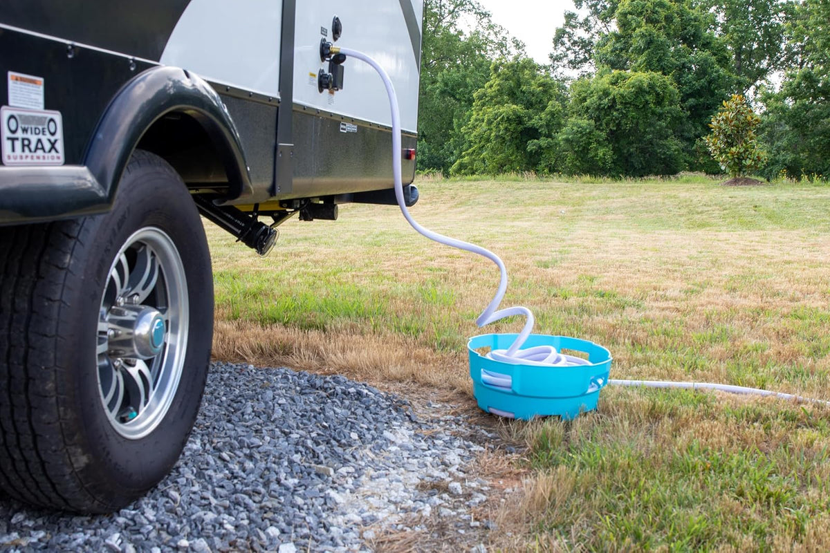 Camco 20167 - Manguera de agua para RV y cesta de cable eléctrico, color azul, proporciona organización y almacenamiento para tus mangueras de agua y cables eléctricos, soporta hasta 70 pies de
