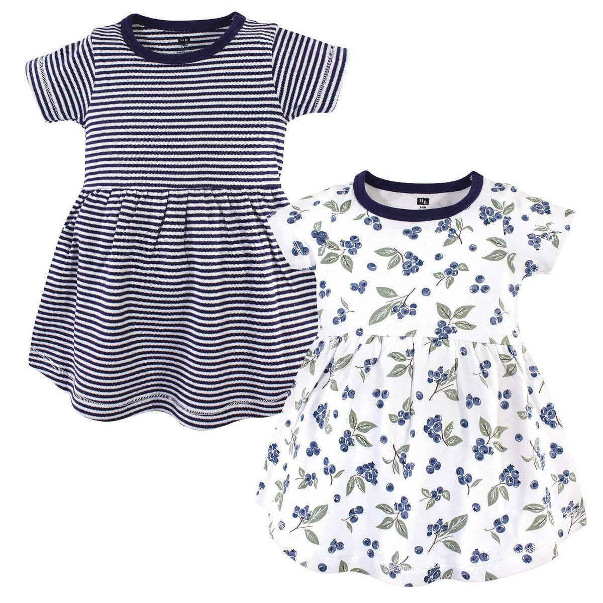 Hudson Baby Vestido de algodón para niñas, Paquete de 2 - 4 Años - Mora Azul (Blueberries)