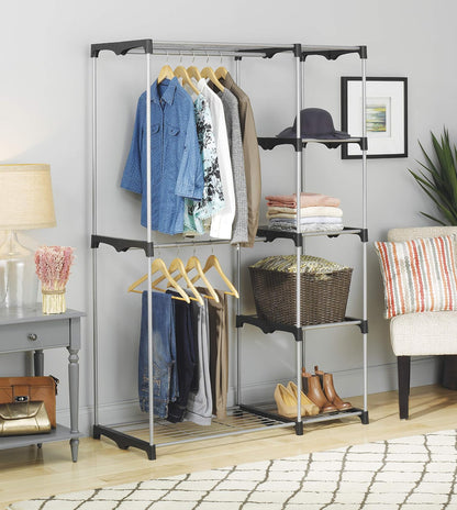 Whitmor 6779-3044 Double Rod Freestanding Closet with Steel and Resin Frame, 45.2 by 68-Inch, Silver by Whitmor