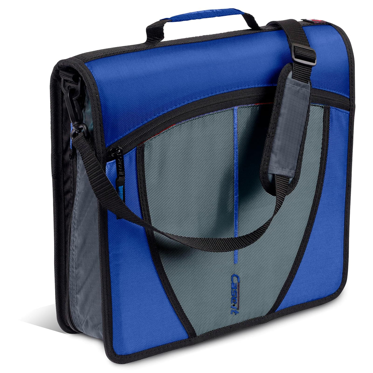 Case-it Carpeta Escolar con Cierre, Anillos de 3 Pulgadas y Archivo Expandible de 5 Materias - B Azul medianoche - 1 paquete
