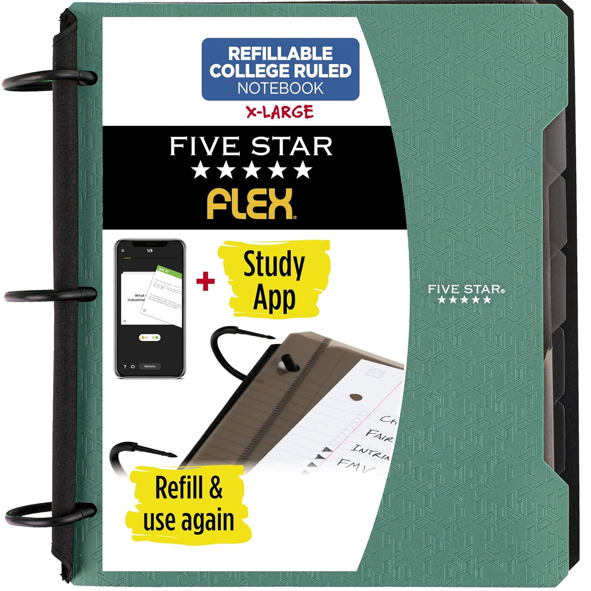 Five Star Cuaderno Híbrido NoteBinder Flex, 80 Hojas Rayadas - Verde
