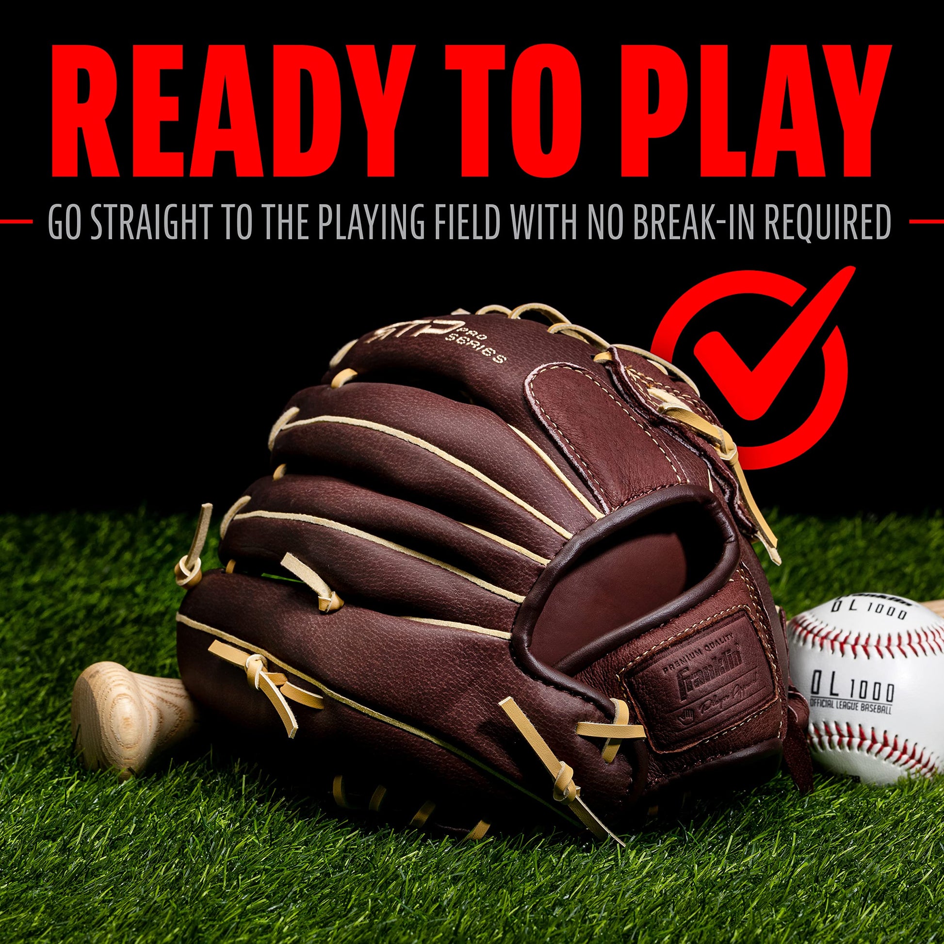 Franklin Sports - Guantes de béisbol RTP Pro - Guante de Campo de béisbol - Guante de Campo/Lanzador - 12 Pulgadas, café