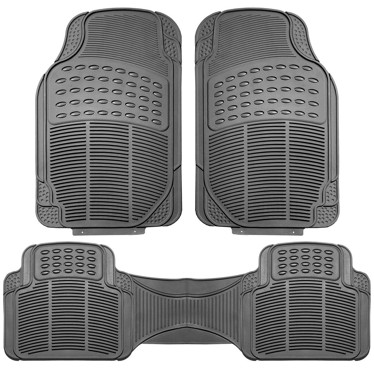 FH GROUP F11306GRAY Gray All Weather Floor Mat, 3 Piece (Full Set Trimmable Heavy Duty)