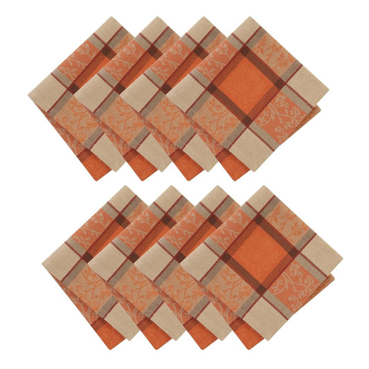 Elrene Home Fashions - Servilletas de algodón Tejidas de Jacquard para otoño, Juego de 8, 17 x 17 Pulgadas