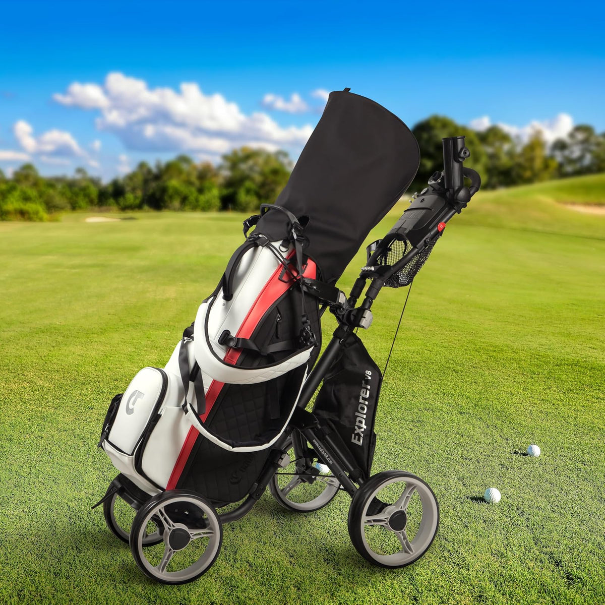 CaddyTek Explorer V8 - Superlite Carrito de Golf de 4 Ruedas, Explorer versión 8