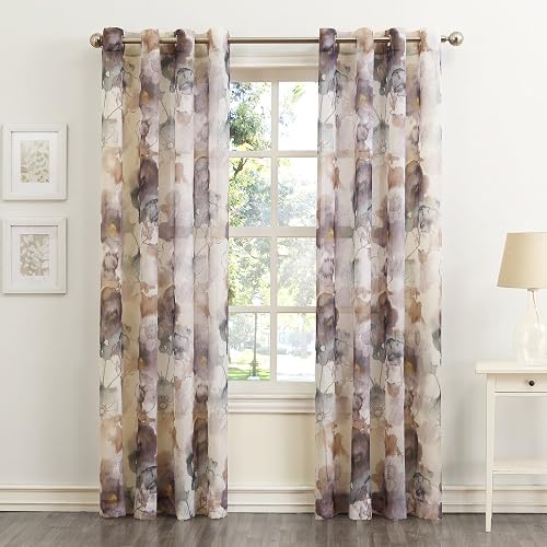 No. 918 Andorra Collection - Panel de Cortina Transparente con Flores aplastadas, Mulberry, 51" x 95", 1