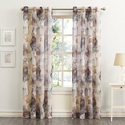 No. 918 Andorra Collection - Panel de Cortina Transparente con Flores aplastadas, Mulberry, 51" x 95", 1